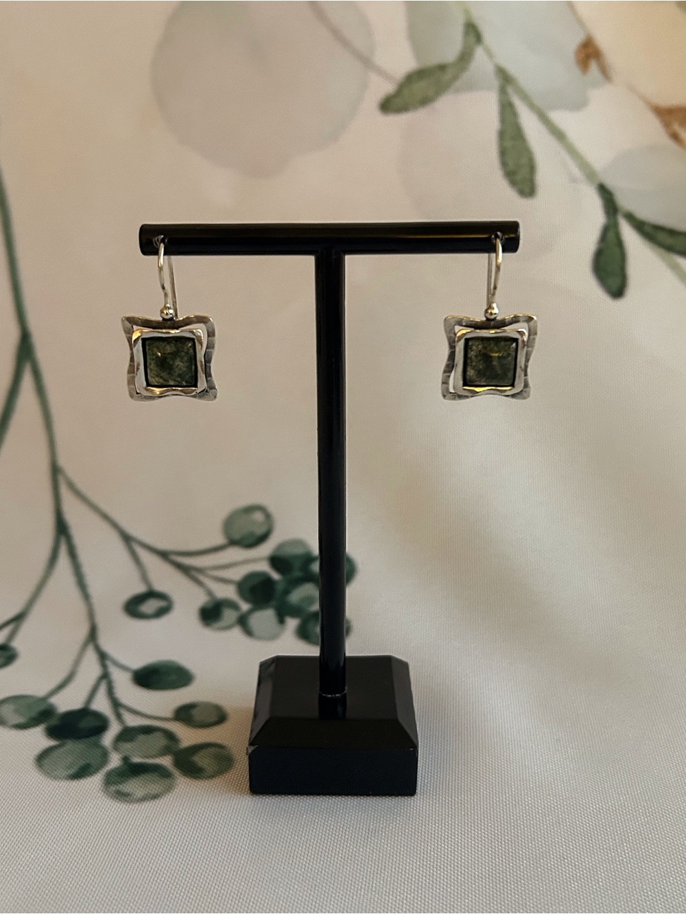 Grace & Heart Green Moss Agate Sterling Silver Drop Earrings